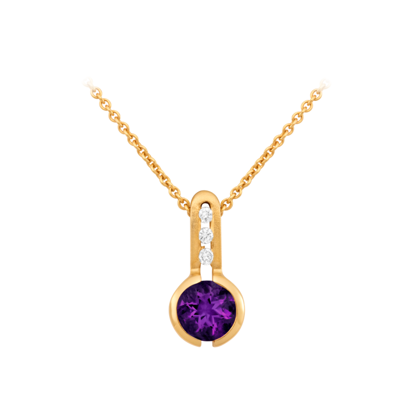 Anhänger aus 750er Gelbgold »100014« mit Diamanten und Amethyst