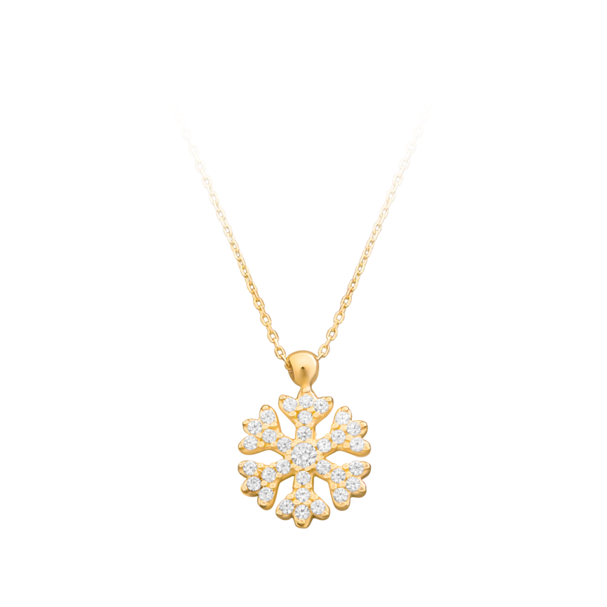 Halskette »585er Gold, Schneeflocke (Snowflake), 101189« mit Zirkonia