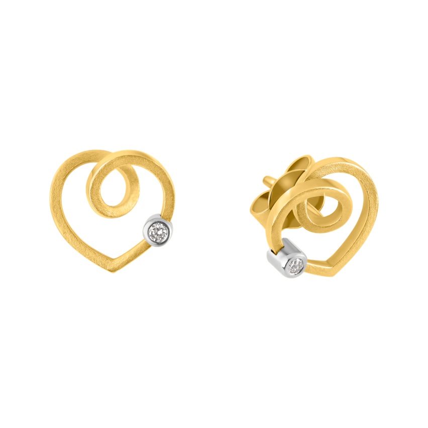 Ohrstecker aus 750er Gelbgold und Weissgold »Herz, 100001« mit Diamanten