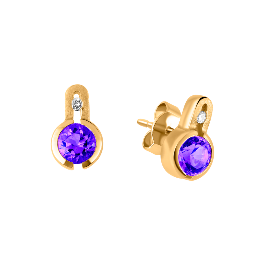 Ohrstecker aus 750er Gelbgold »100015« mit Diamanten und Amethyst